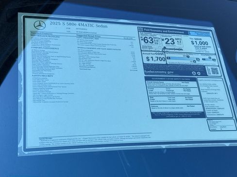 New 2025 Mercedes-Benz S 580e 4MATIC Sedan image 29