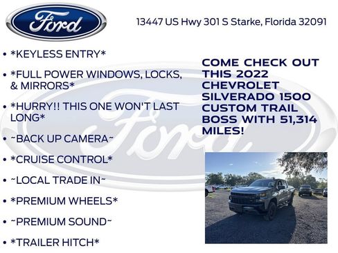 Used 2022 Chevrolet Silverado 1500 Custom Trail Boss w/ Safety Confidence Package AWD/4WD image 12