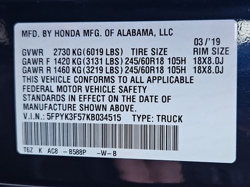 Used 2019 Honda Ridgeline RTL image 30