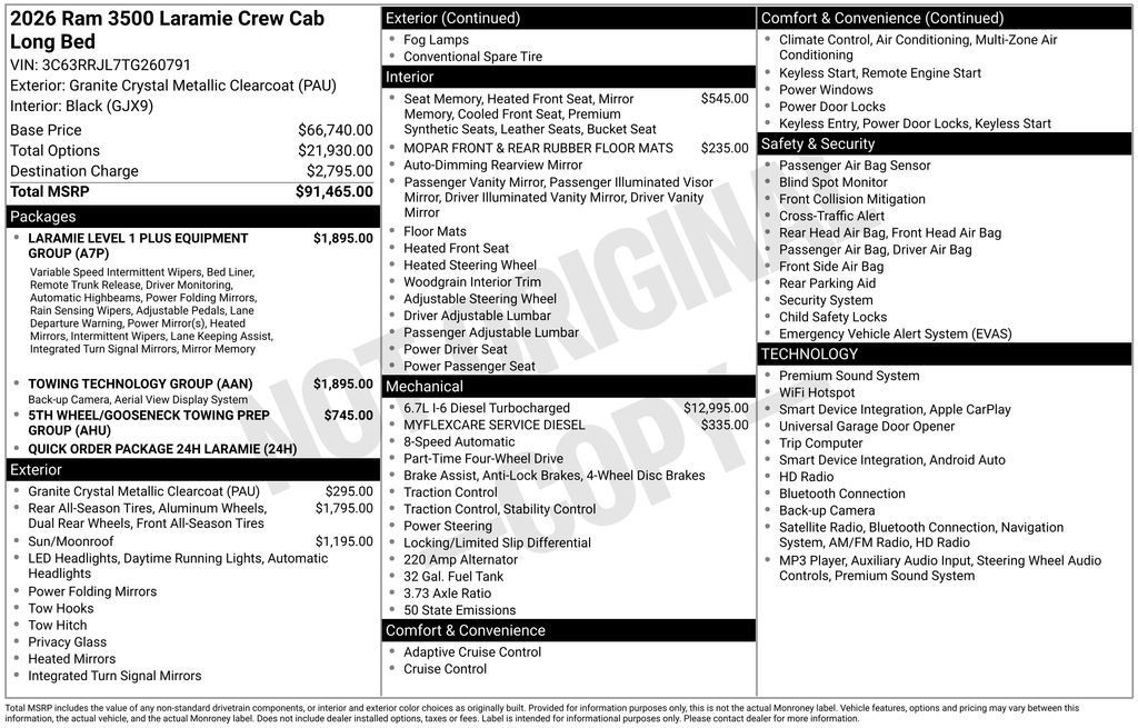 New 2026 RAM 3500 Laramie w/ Towing Technology Group AWD/4WD image 2