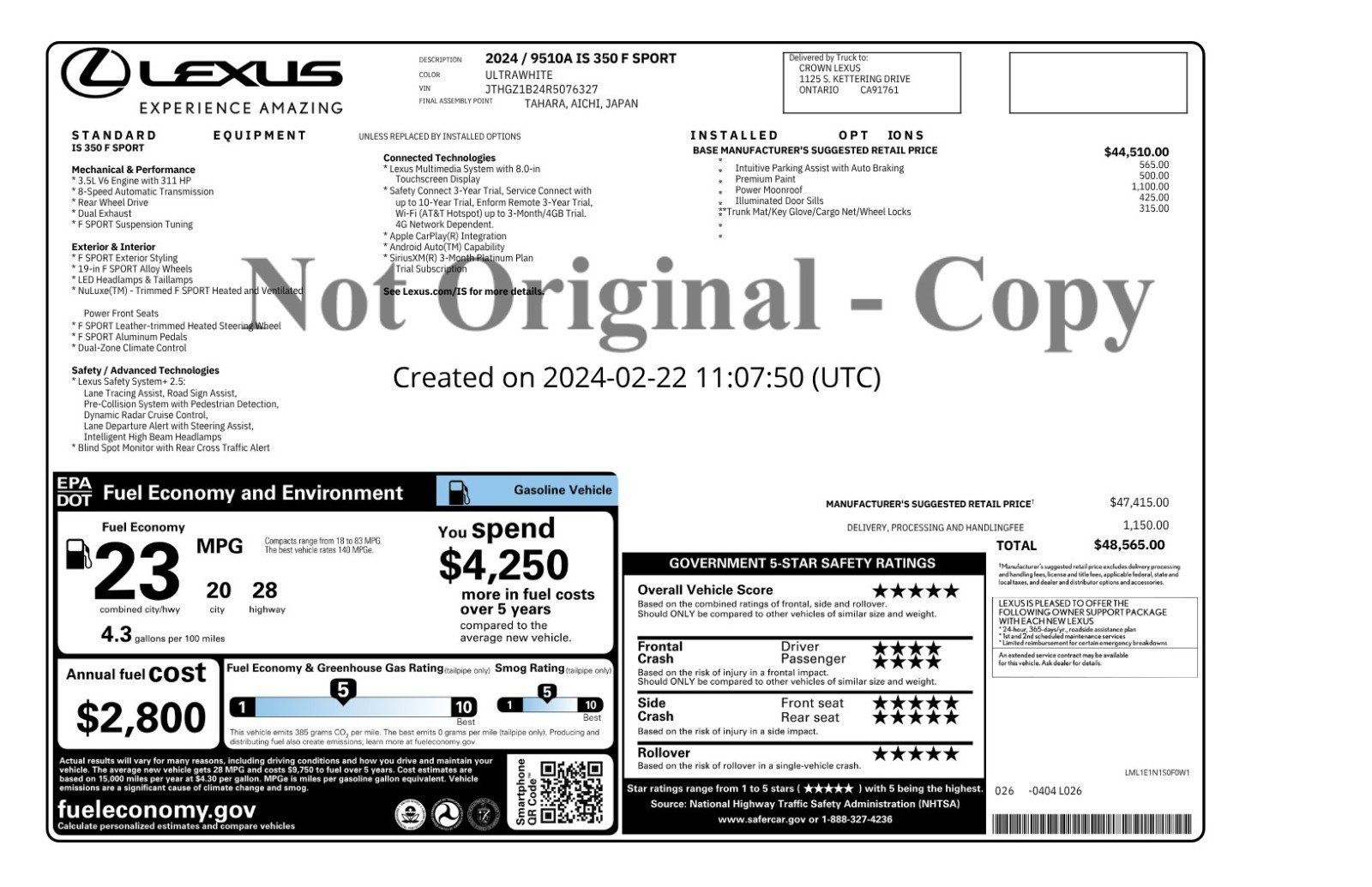 Used 2024 Lexus IS 350 F Sport w/ Accessory Package RWD image 2