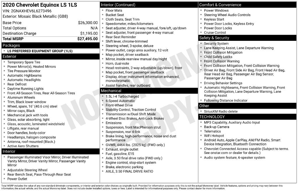 Used 2020 Chevrolet Equinox LS FWD image 6