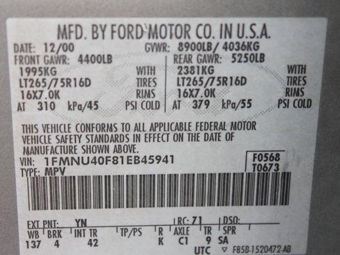 Used 2001 Ford Excursion XLT RWD image 10