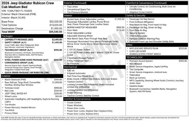 New 2026 Jeep Gladiator Rubicon w/ Capability Package AWD/4WD image 27
