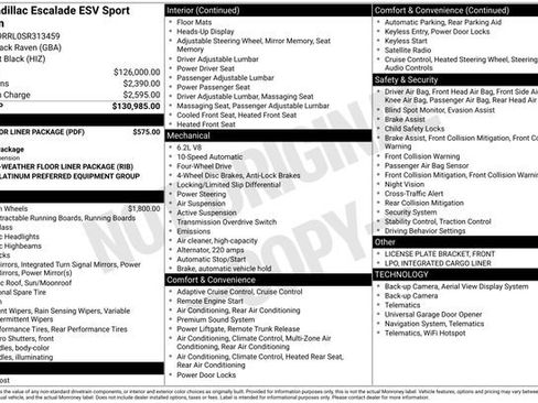 Certified 2025 Cadillac Escalade ESV Sport Platinum w/ LPO, Floor Liner Package AWD/4WD image 31