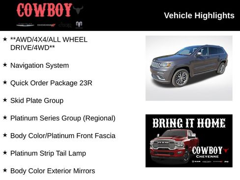 Used 2017 Jeep Grand Cherokee Summit w/ Platinum Series Group AWD/4WD image 2