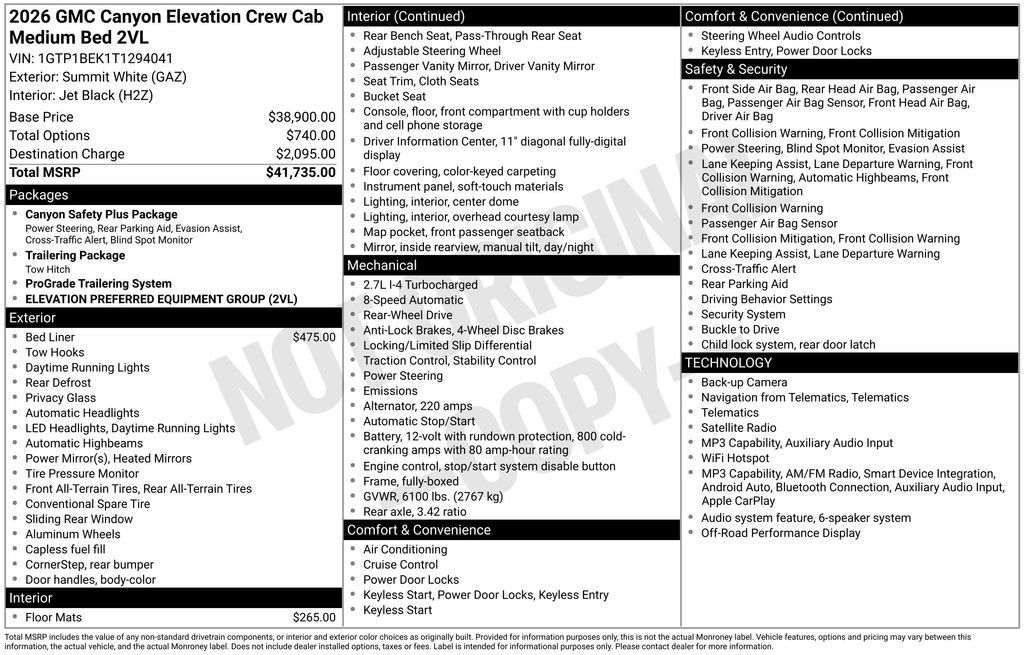 New 2026 GMC Canyon Elevation RWD image 2