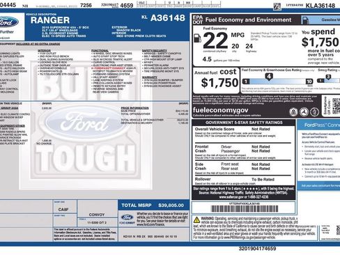 Used 2019 Ford Ranger XLT w/ Equipment Group 302A Luxury AWD/4WD image 37