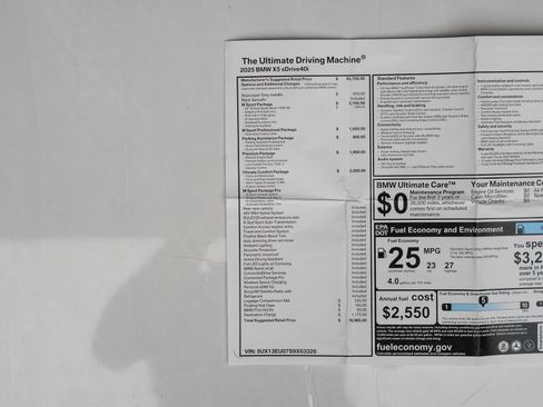 Used 2025 BMW X5 sDrive40i w/ M Sport Package RWD image 83