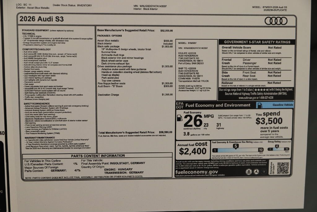 New 2026 Audi S3 Premium AWD/4WD image 33