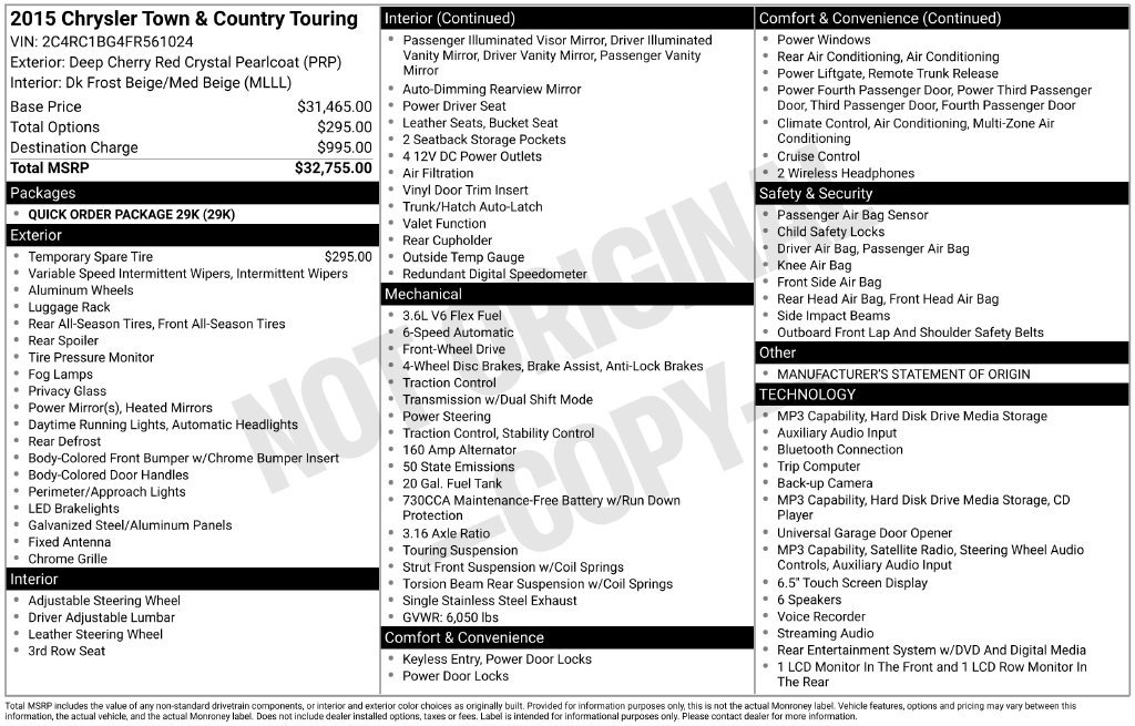 Used 2015 Chrysler Town & Country Touring FWD image 28