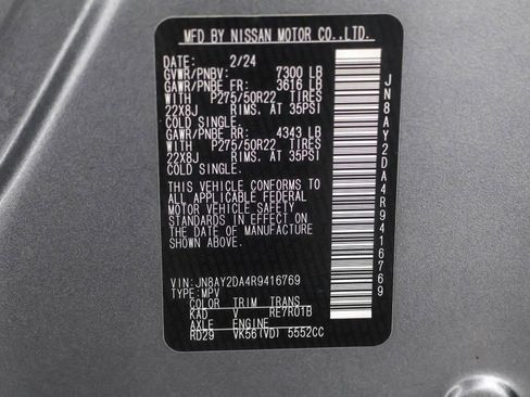 Used 2024 Nissan Armada Platinum w/ Captain's Chairs Package image 53