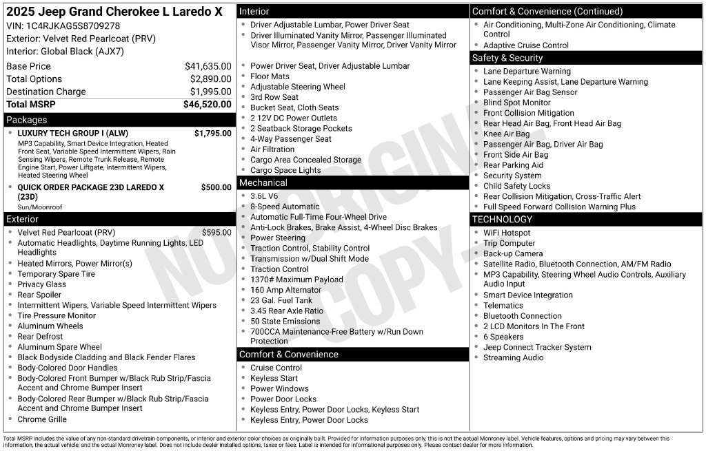 Certified 2025 Jeep Grand Cherokee L Laredo w/ Luxury Tech Group I AWD/4WD image 41