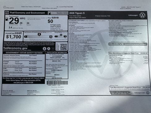New 2026 Volkswagen Tiguan S image 3