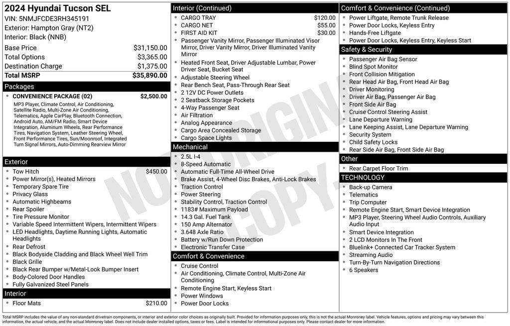 Used 2024 Hyundai Tucson SEL w/ Convenience Package AWD/4WD image 46