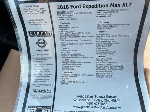 Used 2018 Ford Expedition Max XLT w/ Equipment Group 202A AWD/4WD image 27