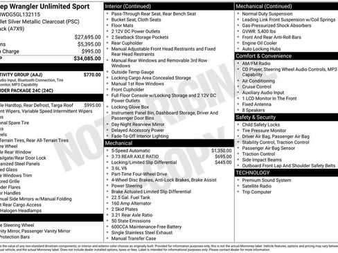 Used 2016 Jeep Wrangler Unlimited Sport w/ Connectivity Group AWD/4WD image 2