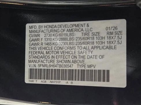 New 2026 Honda Odyssey EX-L image 17