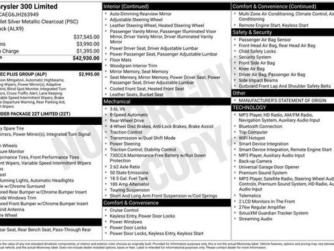 Used 2018 Chrysler 300 Limited w/ Safetytec Plus Group RWD image 23