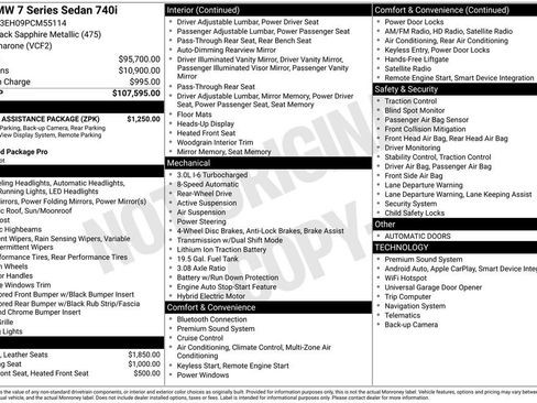 Used 2023 BMW 740i w/ Parking Assistance Package RWD image 7