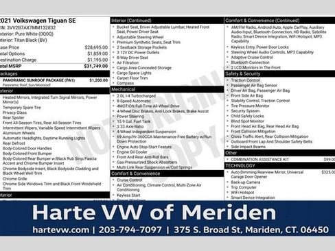 Used 2021 Volkswagen Tiguan SE w/ Panoramic Sunroof Package AWD/4WD image 1