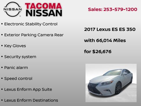Used 2017 Lexus ES 350 w/ Navigation System Package FWD image 8