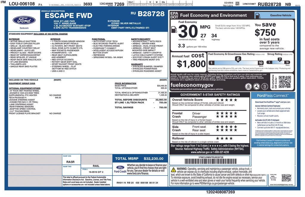 Used 2024 Ford Escape ST-Line w/ Tech Pack #1 FWD image 5