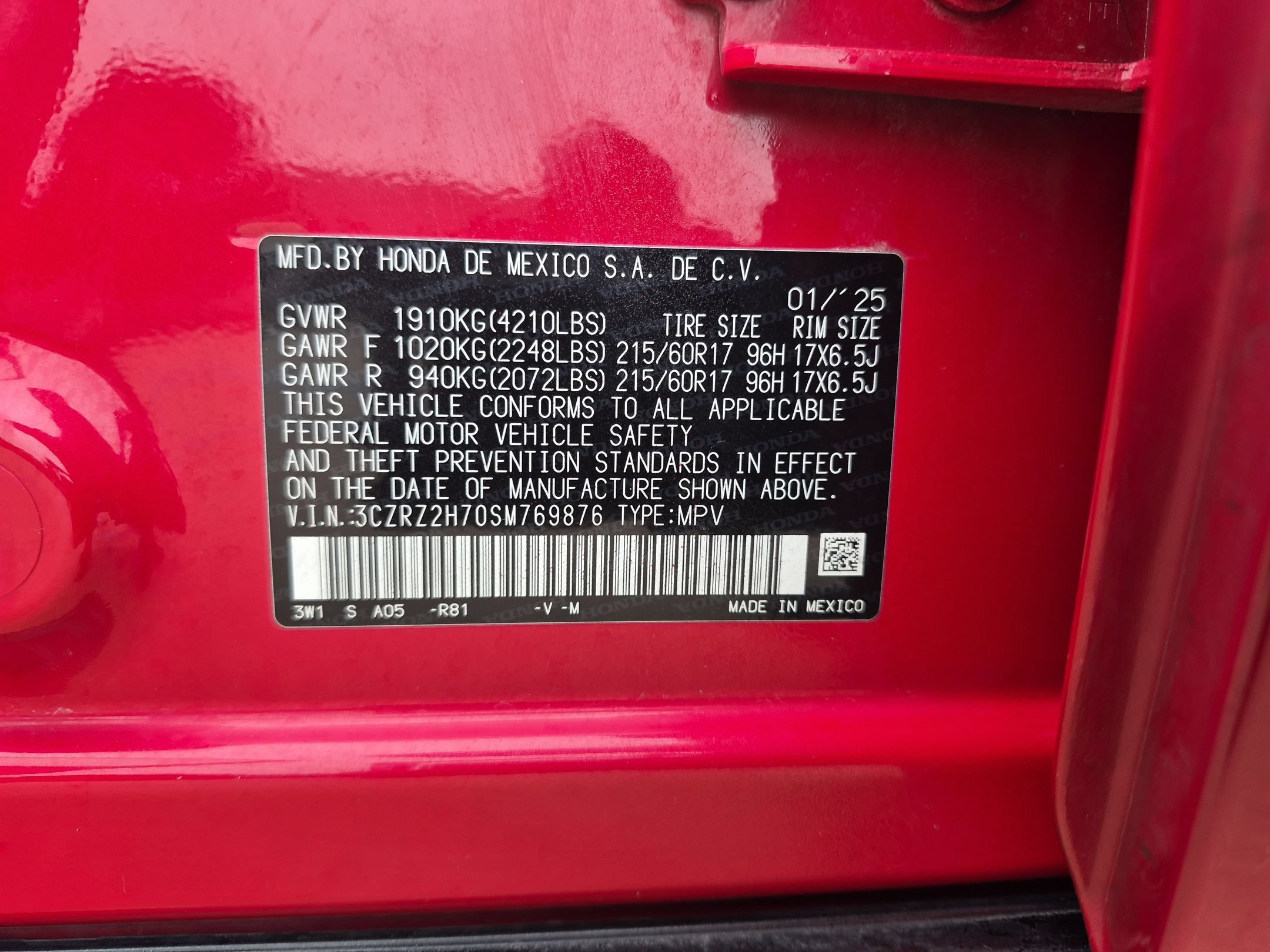 Certified 2025 Honda HR-V EX-L image 35