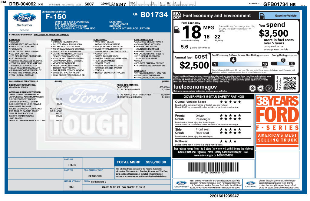 Used 2016 Ford F150 Platinum w/ Trailer Tow Package AWD/4WD image 15