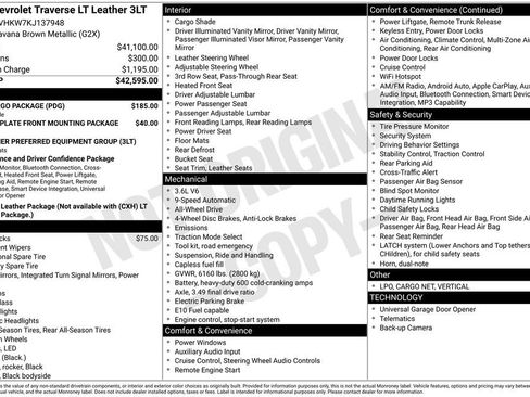 Used 2019 Chevrolet Traverse LT w/ LPO, Cargo Package AWD/4WD image 1