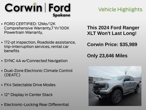 Used 2024 Ford Ranger XLT w/ FX4 Off-Road Package image 15