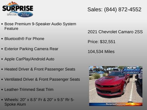 Used 2021 Chevrolet Camaro SS RWD image 12
