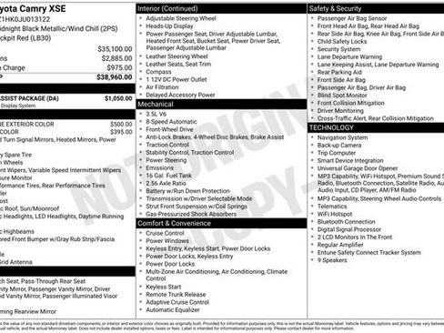 Used 2018 Toyota Camry XSE w/ Driver Assist Package FWD image 3