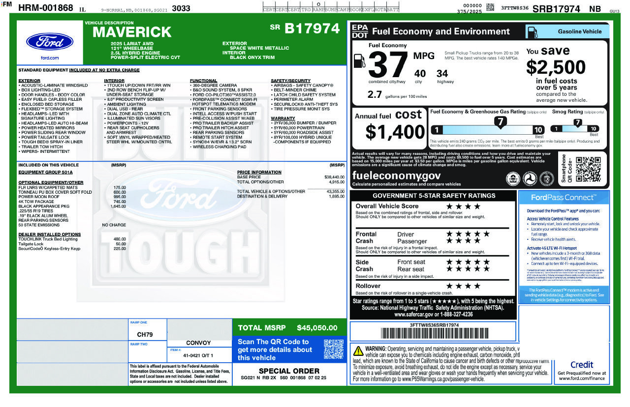 Used 2025 Ford Maverick Lariat w/ Black Appearance Package AWD/4WD image 5