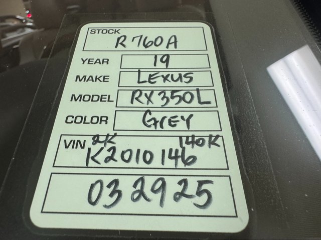 Used 2019 Lexus RX 350L FWD image 30