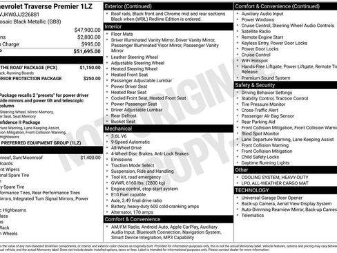 Used 2018 Chevrolet Traverse Premier w/ LPO, 'HIT The Road' Package AWD/4WD image 11