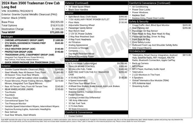 Used 2024 RAM 3500 Tradesman w/ Chrome Appearance Group AWD/4WD image 42
