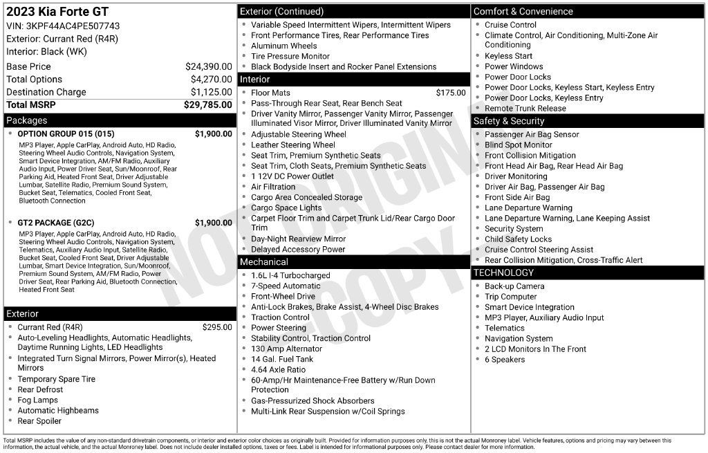 Certified 2023 Kia Forte GT w/ GT2 Package FWD image 8