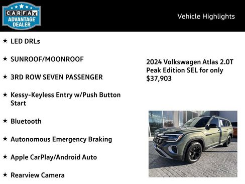 Used 2024 Volkswagen Atlas Peak Edition SEL image 4