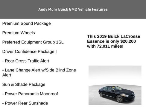 Used 2019 Buick LaCrosse Essence w/ Sun and Shade Package AWD/4WD image 8