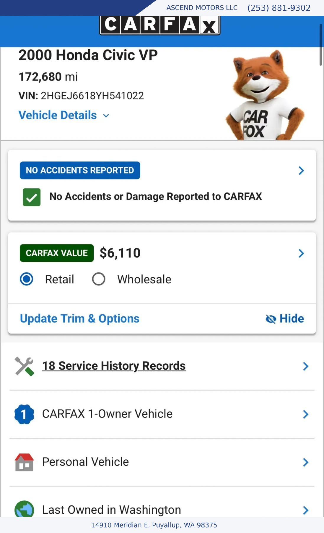 Used 2000 Honda Civic VP image 17