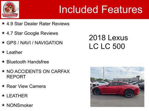 Used 2018 Lexus LC 500 Coupe w/ Touring Package image 5