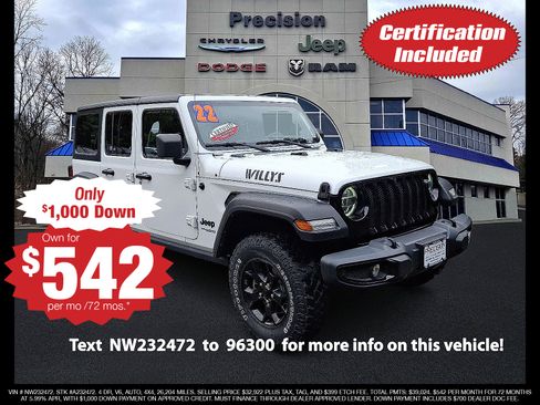 Certified 2022 Jeep Wrangler Unlimited Sport AWD/4WD image 1