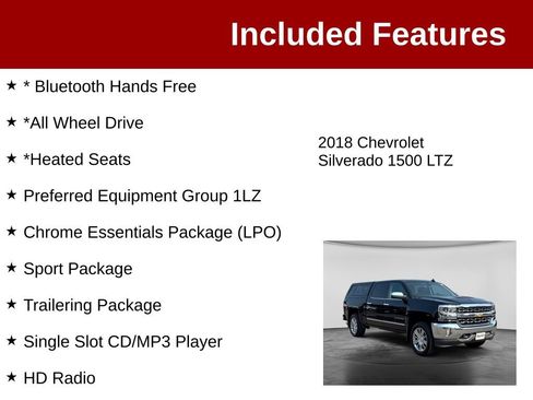 Used 2018 Chevrolet Silverado 1500 LTZ w/ Sport Package AWD/4WD image 3