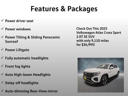 Used 2025 Volkswagen Atlas Cross Sport SE w/ Panoramic Sunroof Package FWD image 8