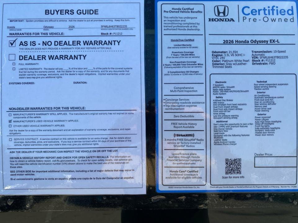 Certified 2026 Honda Odyssey EX-L image 33
