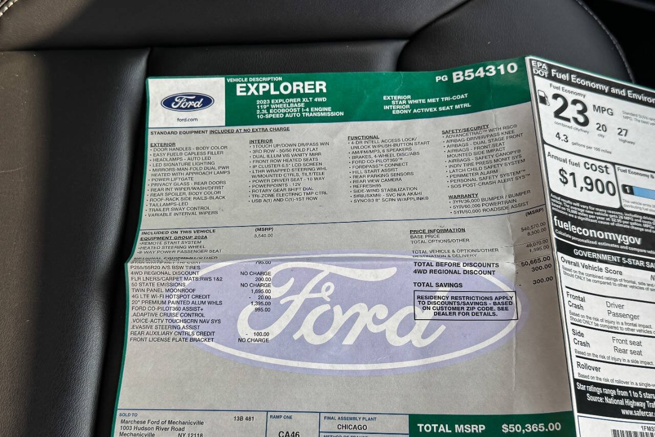 Used 2023 Ford Explorer XLT w/ Equipment Group 202A AWD/4WD image 36