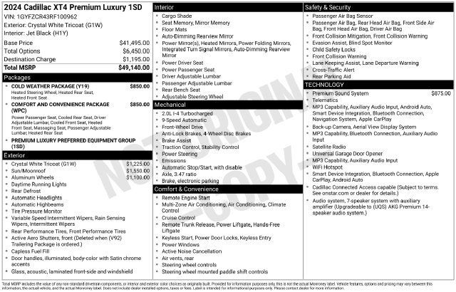 Certified 2024 Cadillac XT4 Premium Luxury FWD image 39