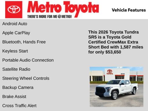 Certified 2026 Toyota Tundra SR5 w/ SR5 Premium Package AWD/4WD image 16