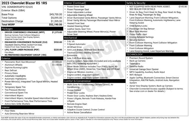 Used 2023 Chevrolet Blazer RS w/ Driver Confidence II Package AWD/4WD image 6